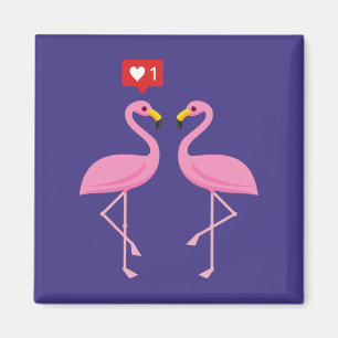 Niedlich rosa Flamingo wie Herzpastel Magnet
