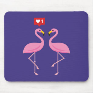 Niedlich rosa Flamingo wie Herzpastel Mousepad