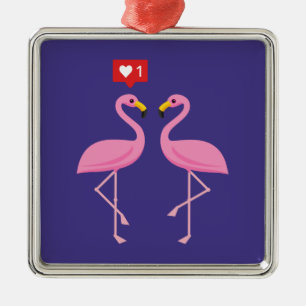 Niedlich rosa Flamingo wie Herzpastel Ornament Aus Metall