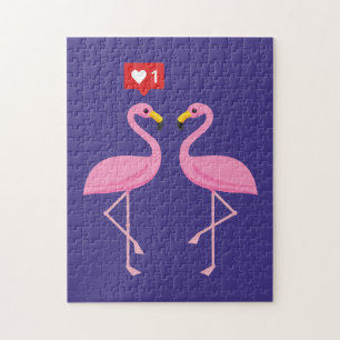 Niedlich rosa Flamingo wie Herzpastel Puzzle