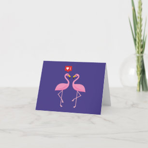 Niedlich rosa Flamingo wie Herzpastel Text hinzu Karte
