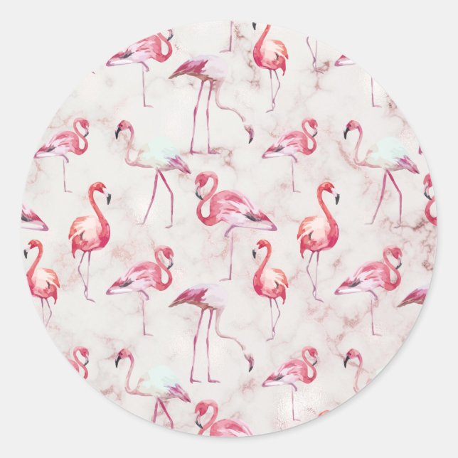 Niedlich rosa Flamingos Modernität Runder Aufkleber (Vorderseite)