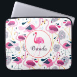 Niedlich rosa Flamingos-Muster Monogram Laptopschutzhülle<br><div class="desc">Monogrammatiertes niedlich rosa Flamingos nahtloses Muster mit Single-Flamingo und Monogramm.</div>