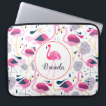 Niedlich rosa Flamingos-Muster Monogram Laptopschutzhülle<br><div class="desc">Monogrammatiertes niedlich rosa Flamingos nahtloses Muster mit Single-Flamingo und Monogramm.</div>