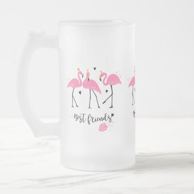 Niedlich rosa Flamingos Premium Vector Mattglas Bierglas (Links)