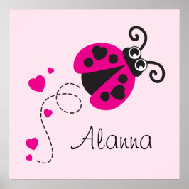 Niedlich-rosa-fliegende Ladybuster-Kinder mit Post Poster