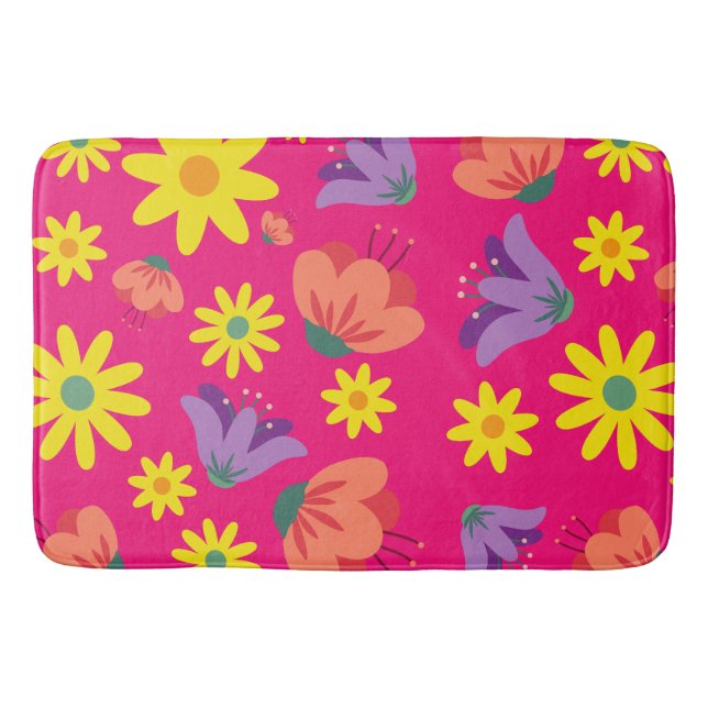 Niedlich rosa Floral Badematte (Vorderseite)