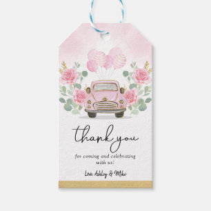 Niedlich rosa Floral Travel Drive Thru Baby Showro Geschenkanhänger