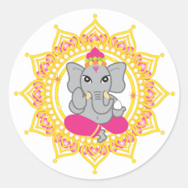 Niedlich-Rosa-Ganesha-Aufkleber Runder Aufkleber
