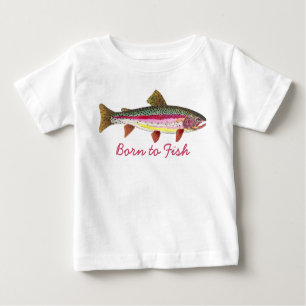 Niedlich rosa "Geboren zu Fischen", Forellenfische Baby T-shirt