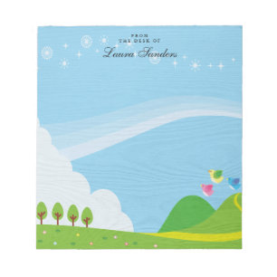 Niedlich rosa Gelbblauer Bird Personalisierter Edi Notizblock