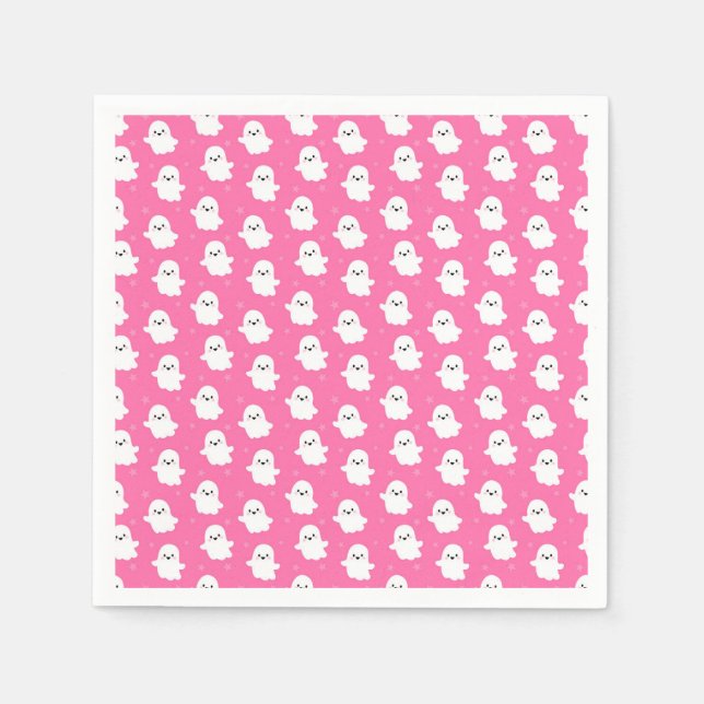 Niedlich rosa Ghost-Muster - Halloween-Design Serviette (Vorderseite)