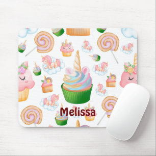 Niedlich rosa Girlanname Cupcake Unicorn Muster Mousepad
