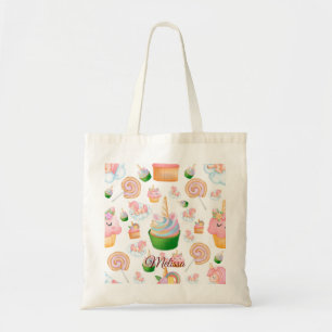 Niedlich rosa Girlanname Cupcake Unicorn Muster Tragetasche