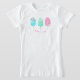 Niedlich rosa Glitzer Cotton Candy Name Wasserfarb T-Shirt