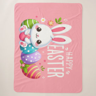 Niedlich, rosa glücklich Osterhase Sherpadecke