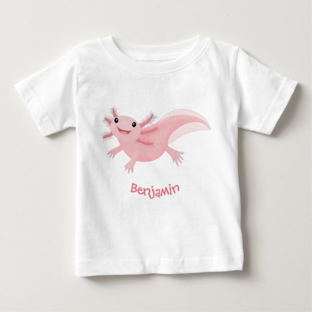 Niedlich-rosa-glückliche axolotl baby t-shirt (Vorderseite)