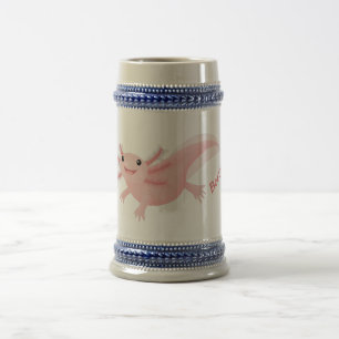 Niedlich-rosa-glückliche axolotl bierglas