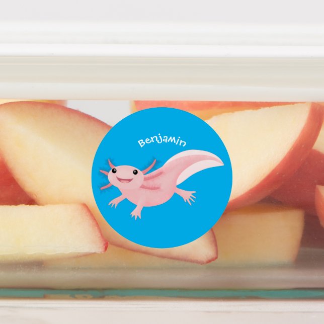 Niedlich-rosa-glückliche axolotl etiketten (Befestigt)