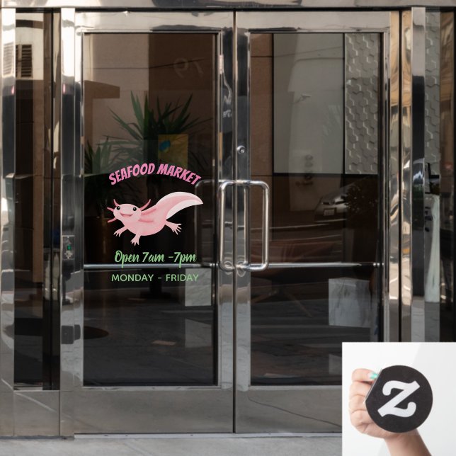 Niedlich-rosa-glückliche axolotl fensteraufkleber (Büro Tür)