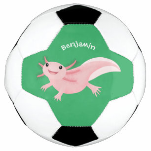 Niedlich-rosa-glückliche axolotl fußball
