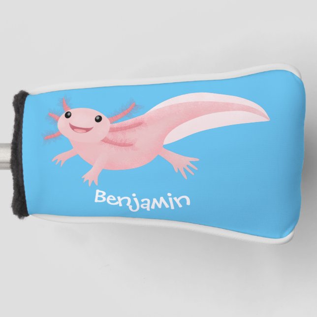 Niedlich-rosa-glückliche axolotl golf headcover (Vorderseite)