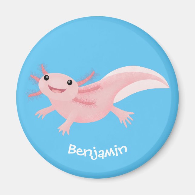 Niedlich-rosa-glückliche axolotl magnet (Vorne)
