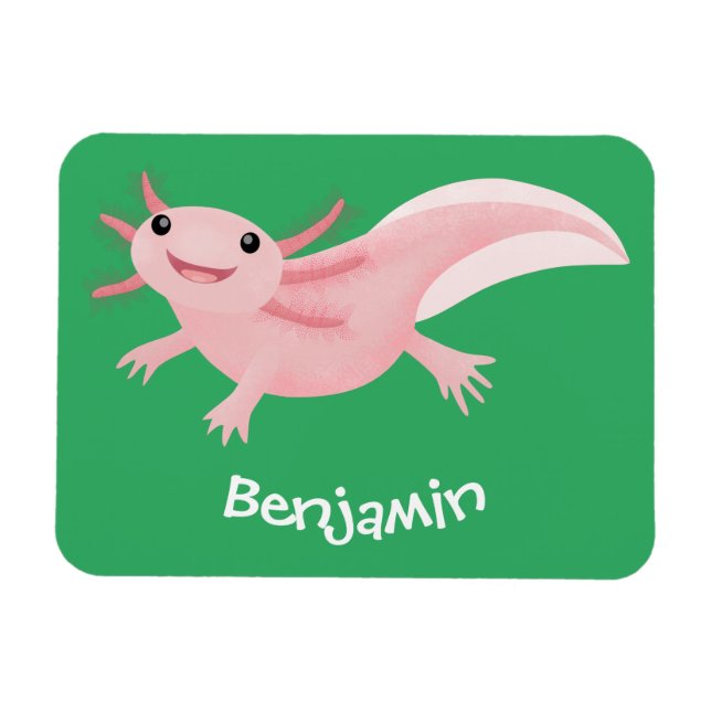 Niedlich-rosa-glückliche axolotl magnet (Horizontal)