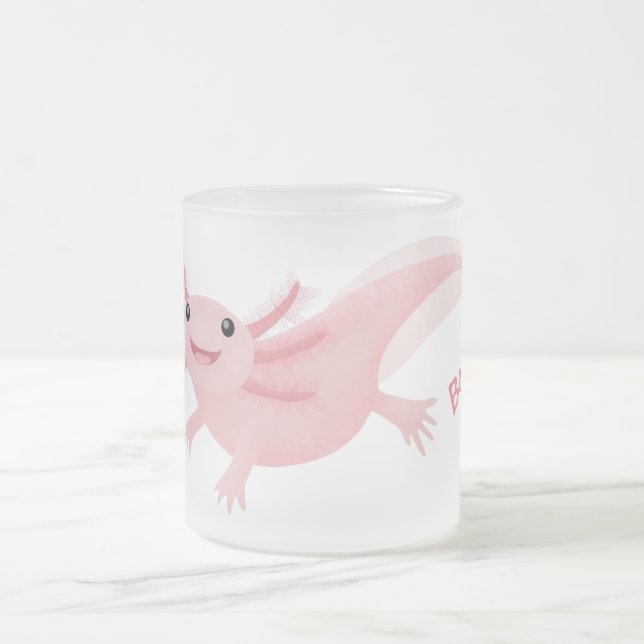 Niedlich-rosa-glückliche axolotl mattglastasse (Mittel)