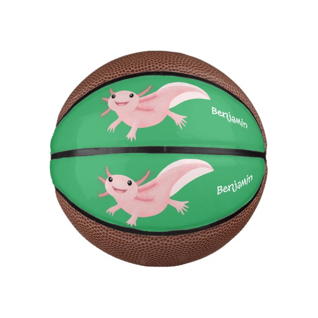 Niedlich-rosa-glückliche axolotl mini basketball (Vorderseite)