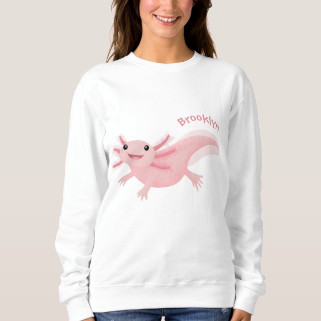 Niedlich-rosa-glückliche axolotl sweatshirt (Vorderseite)