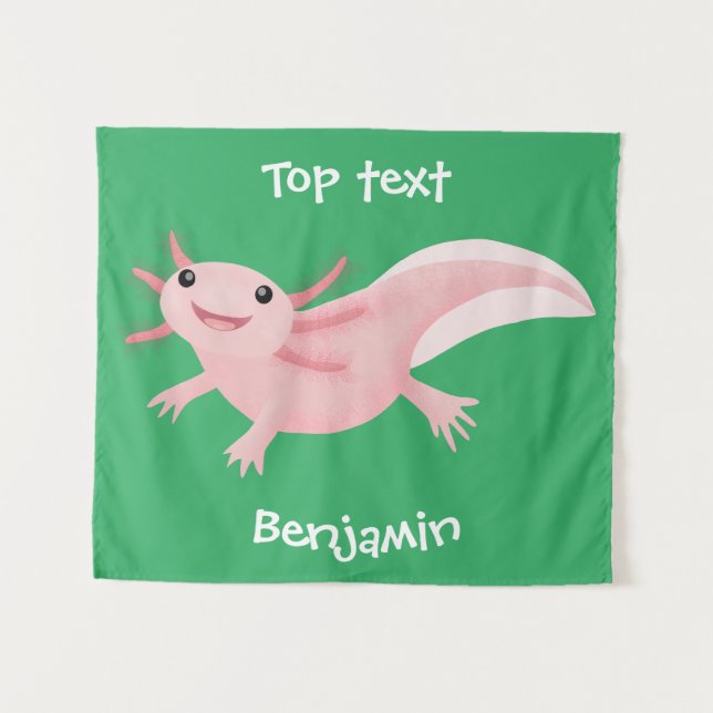 Niedlich-rosa-glückliche axolotl wandteppich (Vorderseite (Horizontal))