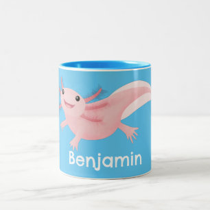 Niedlich-rosa-glückliche axolotl zweifarbige tasse