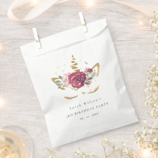 Niedlich rosa goldfarbene Blütenzunge Einhorn jede Geschenktütchen