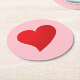 Niedlich rosa Großherz Moderne mädchenhaft Valenti Runder Pappuntersetzer