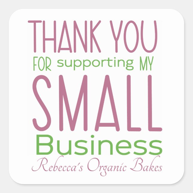 Niedlich rosa grün danke für die Unterstützung mei Quadratischer Aufkleber (Vorderseite)