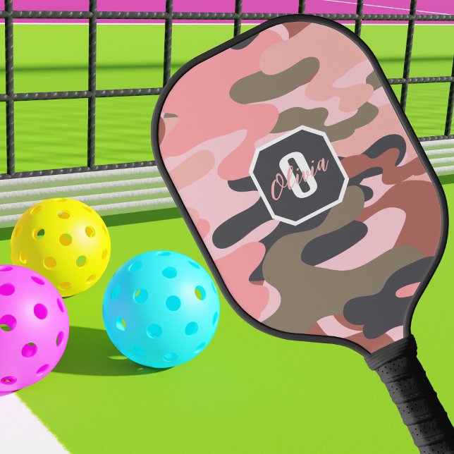 Niedlich-Rosa-grüne Camouflage, Minimalistisch Per Pickleball Schläger (Von Creator hochgeladen)
