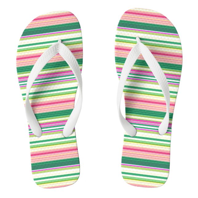 Niedlich rosa grüne Streifen Flip Flops (Fußbett)