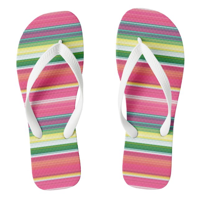 Niedlich rosa grüne Streifen Flip Flops (Fußbett)