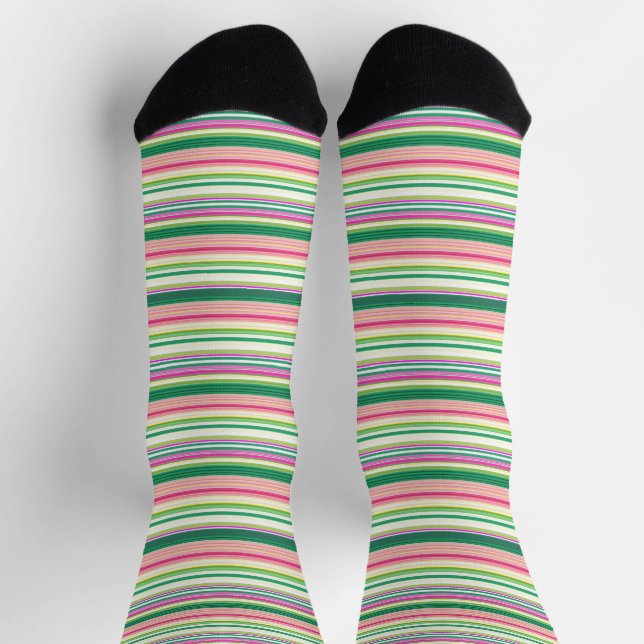 Niedlich rosa grüne Streifen Socken (Oben)