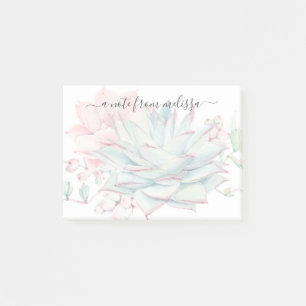 Niedlich rosa grüne Sukkulente Personalisiert Post Post-it Klebezettel