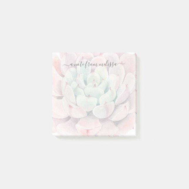Niedlich rosa grüne Sukkulturen Personalisiert Post-it Klebezettel (Vorderseite)