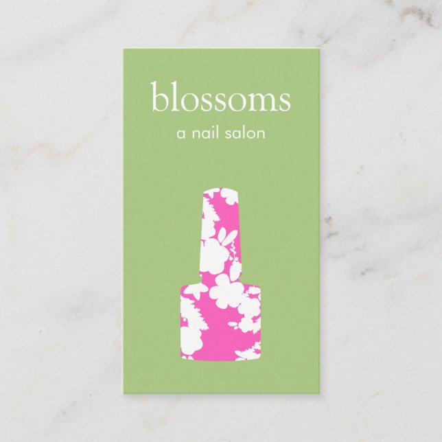 Niedlich-rosa-grüner Nagelsalon Maniküre Visitenkarte (Vorderseite)