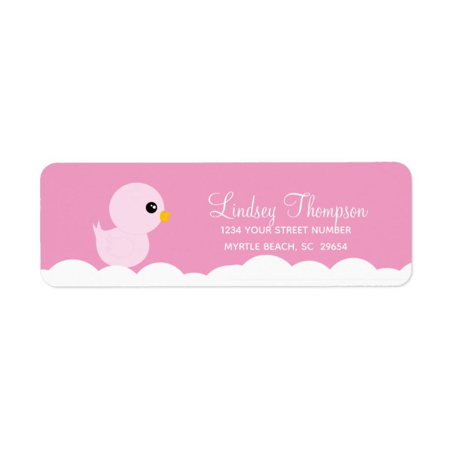 Niedlich rosa Gummi Ducky Rücksendeadresse (Vorne)
