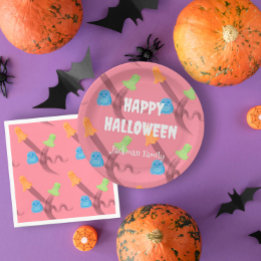 Niedlich rosa Halloween anpassbar Pappteller