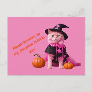 Niedlich-rosa Halloween-Katzenpaste Postkarte