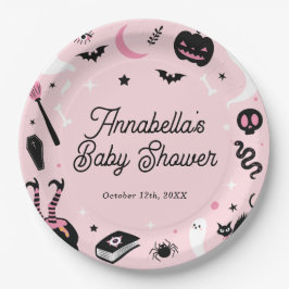 Niedlich-rosa Halloween-Kinderdusche Pappteller