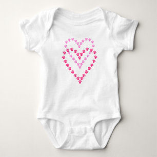 Niedlich rosa Heart Shaped Paw Prints Baby Bodysui Baby Strampler