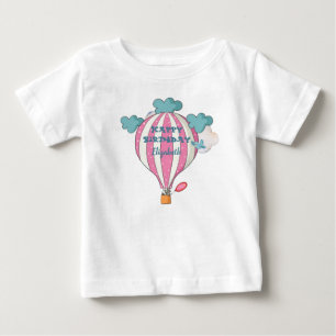 Niedlich rosa Heißluftballon mit Raccoon Baby T-shirt