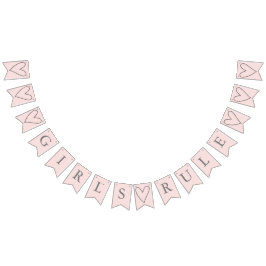 Niedlich rosa Herz-Girl's Rule Bunting Flags Wimpelkette